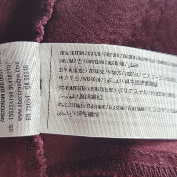 Abercrombie & Fitch Mid Rise Super Skinny Burgundy Jegging Stretch Jeans 24 AF - Picture 12 of 12